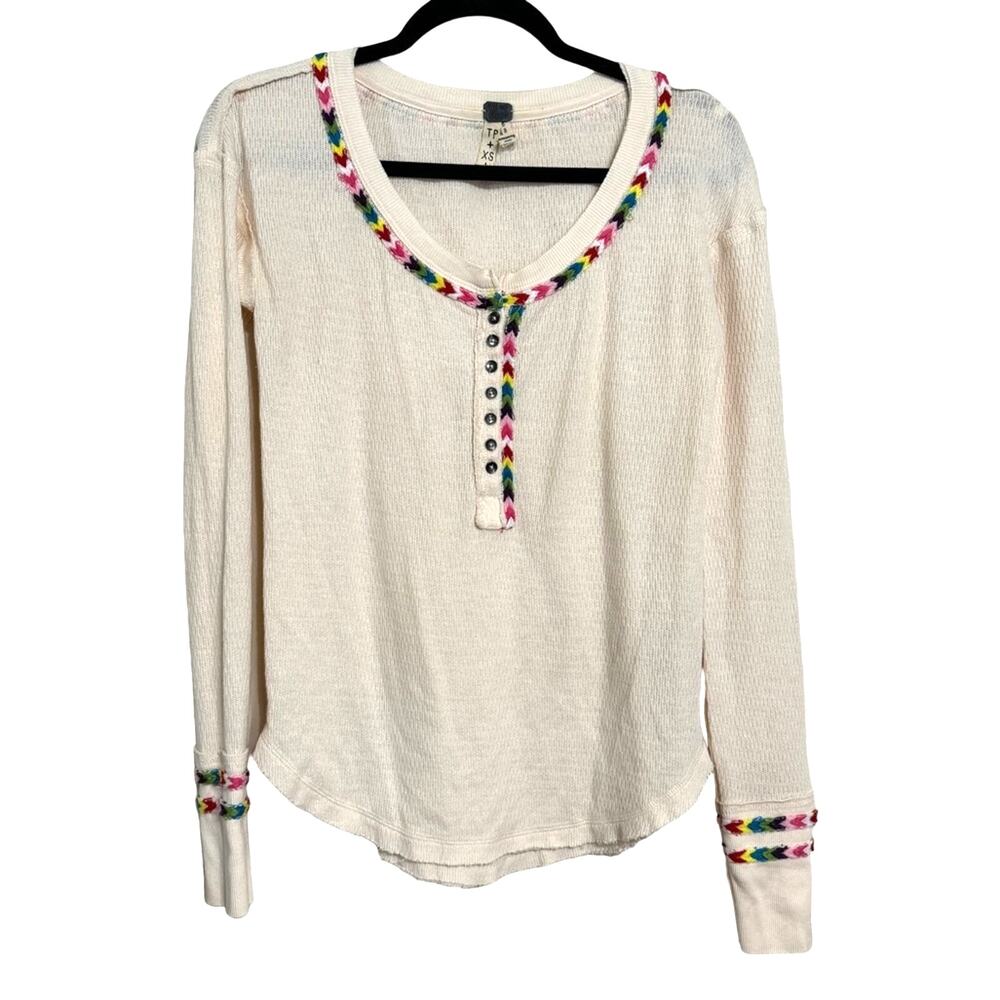 Free People Rainbow Thermal Henley Size XS